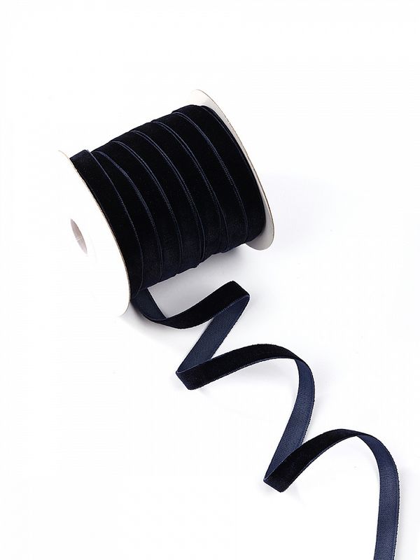 Лента бархатная (тесьма) 10.0 мм / 22.86±1 метров, арт.10VR54 нейлон цв.т.синий