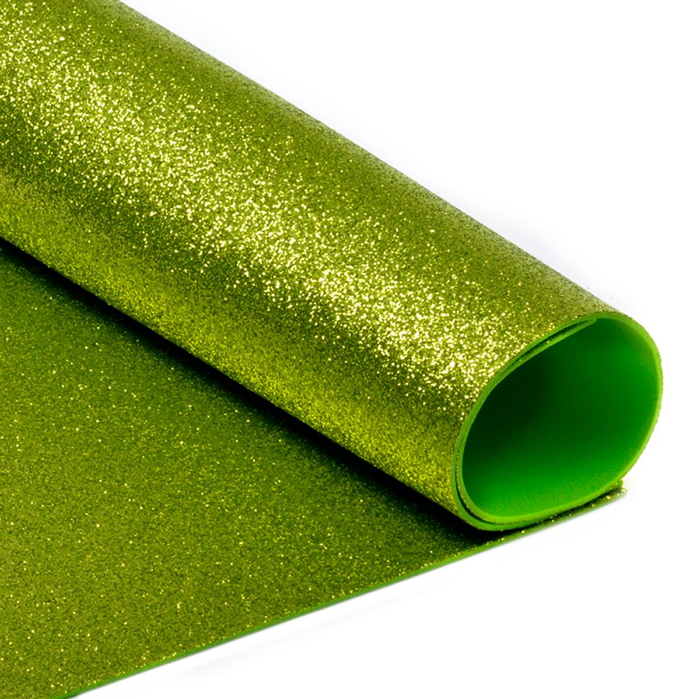 Фоамиран глиттерный 2 мм цв. св.зеленый, 20х30 см