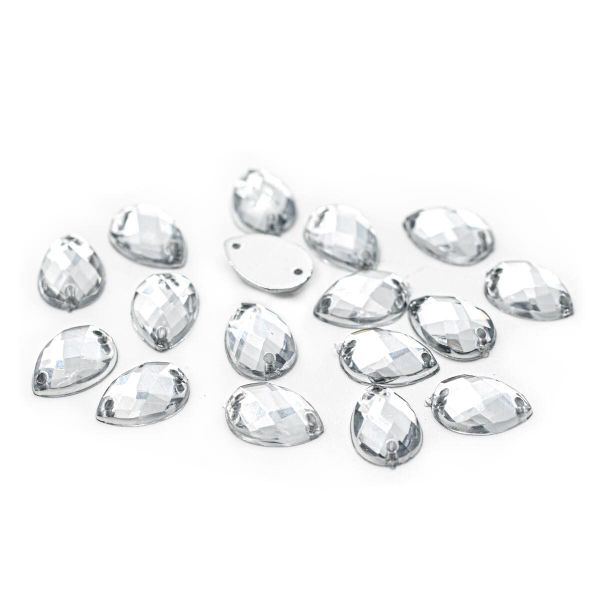Стразы пришивные, акриловые, 6х10мм, 18 штук (капля) Astra&Craft (N38 прозрачный)