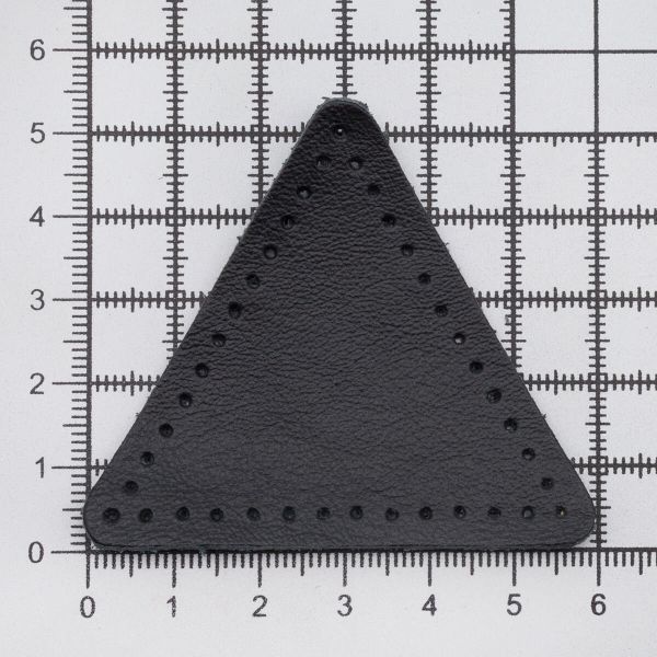 Заплатки пришивные из кожи, треугольник равносторонний 6см с перфорацией, 2 шт, 100% кожа, 01 черный, 9116