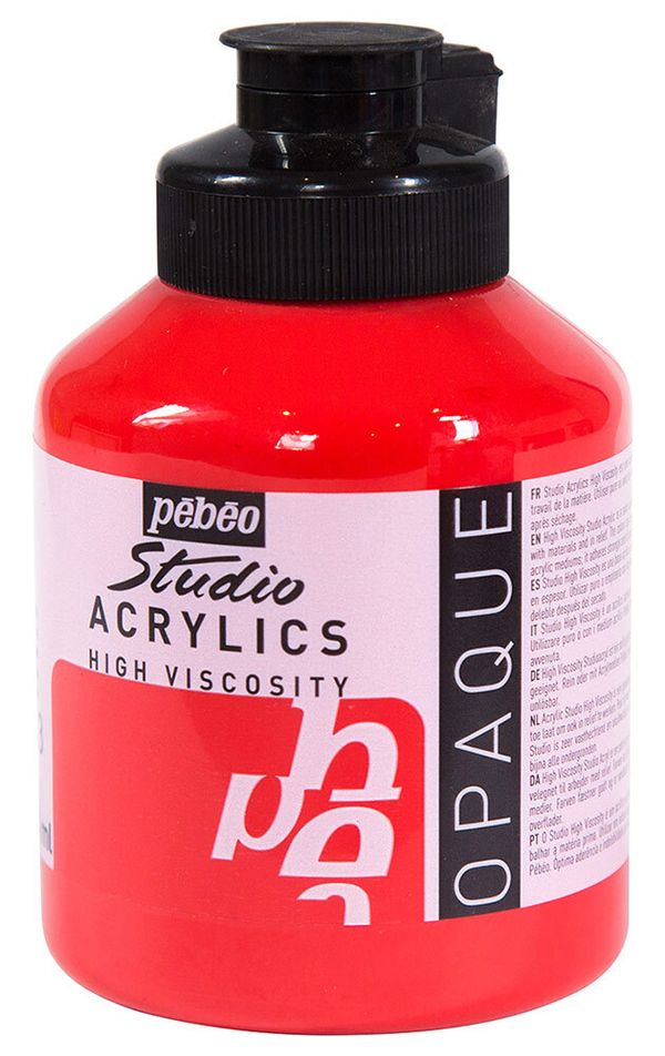 Краска акриловая Acrylics 500 мл, 171033 кадмий красный, Pebeo