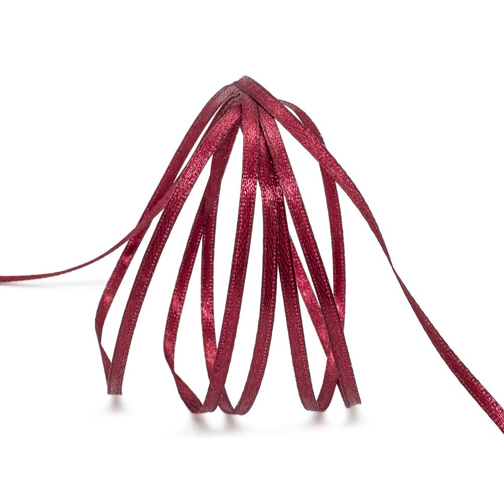 Лента атласная 2-сторонняя 3.0 мм / 100±2 метров, (030 т. бордовый), Globus