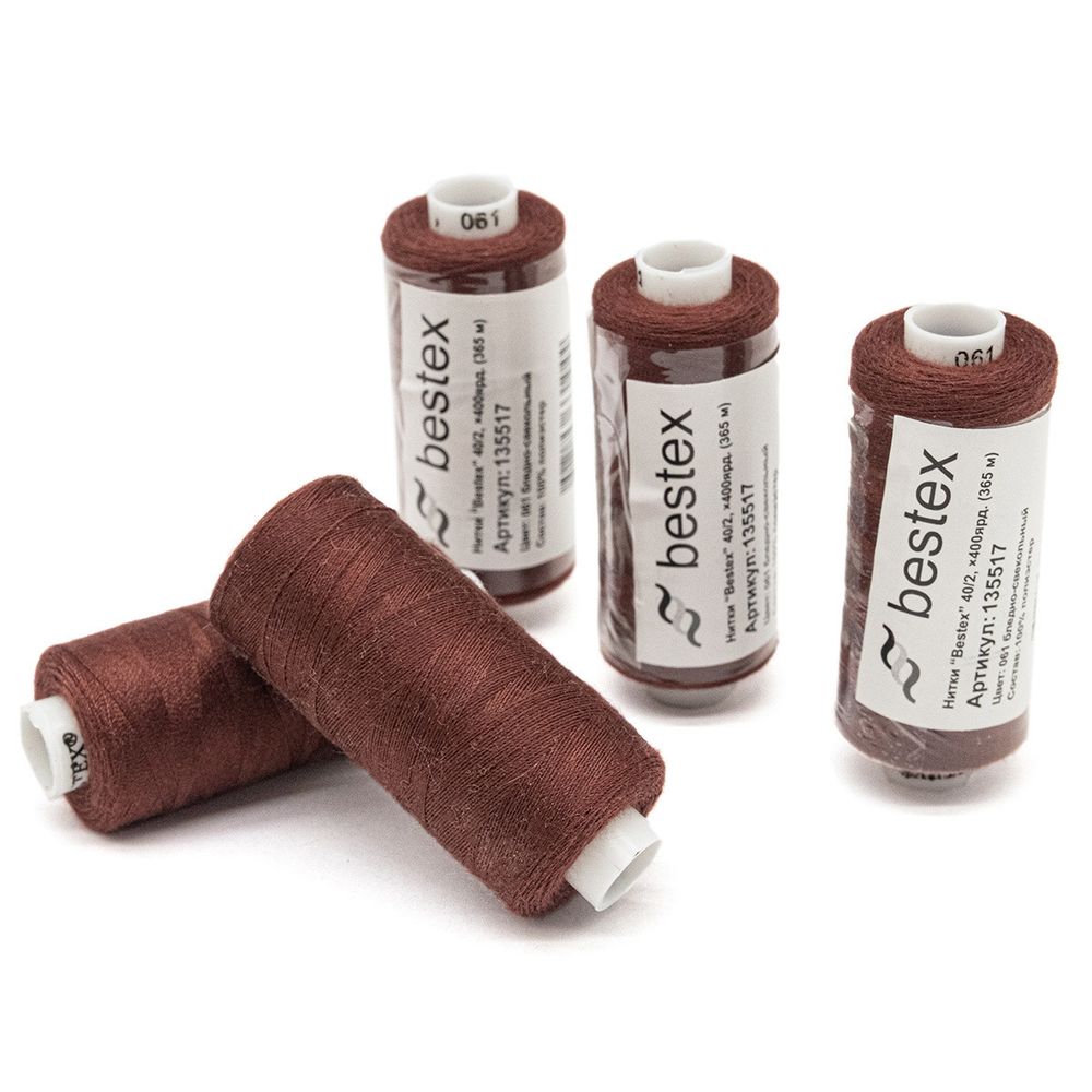 Нитки швейные бытовые Bestex 40/2, 365 м (400 ярд) / 10 кат., 061 бледно-свекольный