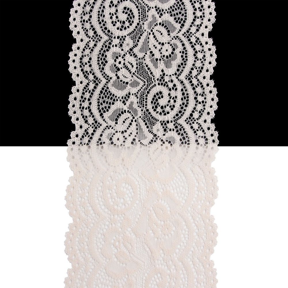Кружево эластичное (стрейч) 100 мм / 3 метра, C571 молочный
