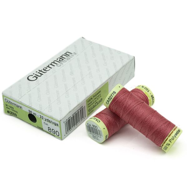 Нитки отделочные Gutermann Top Stitch, 30м, 890 т.пурпурно-розовый, 5 катушек