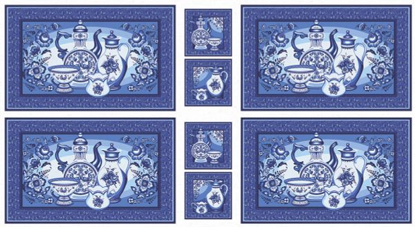 Ткань для пэчворка Peppy Лазурное чудо панель, отрез 60х110 см, 110 г/м², ЛЧ-03 синий, Peppy