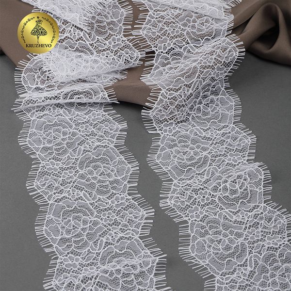 Кружево шантильи (реснички) 80 мм, цв.1 белый, 3 метра, Kruzhevo