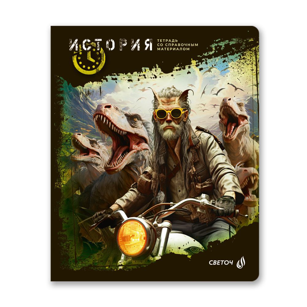 Тетрадь со справочным материалом Эволюция, глянцевая ламинация, A5+ 48 л. на скобе 65 г/м², белизна 100%, 10 шт, клетка, 00880 История, Светоч 48Т5