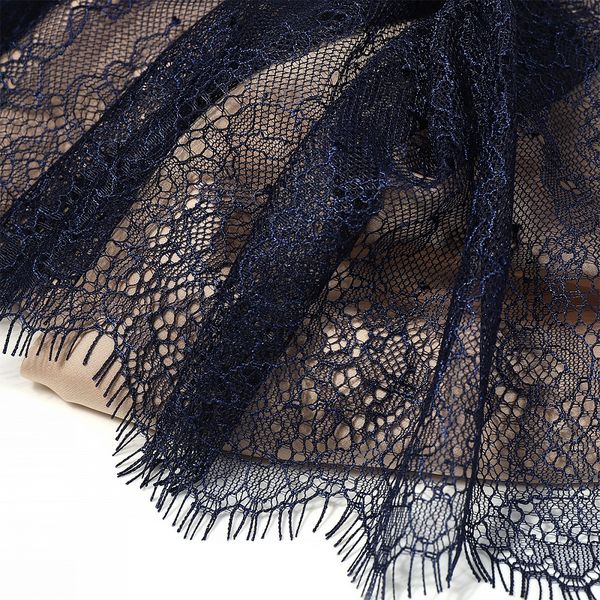 Кружево шантильи (реснички) 170 мм, TBY A88, S919 темно-синий, 3м, Kruzhevo