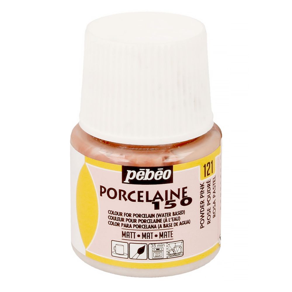 Краска по фарфору и керамике под обжиг меловая матовая Porcelaine 150 45 мл, 024121 розовая пудра, Pebeo