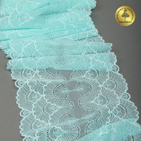 Кружево эластичное (стрейч) 8034 195мм цв.F201 мята, 10 метров, Kruzhevo