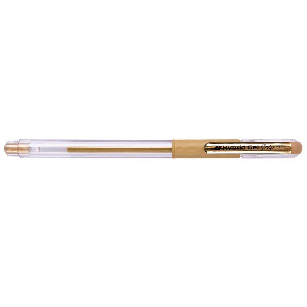 Ручка гелевая Pentel Hybrid gel Grip Metallic, K118-X золотой стержень