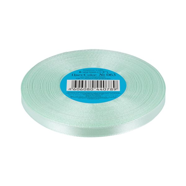 Лента атласная 1-сторонняя 6.0 мм / 33±2 метра, 063 св.св.зеленый, Gamma