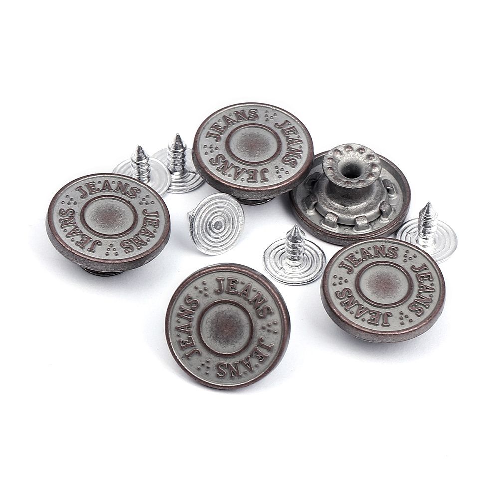 Пуговицы джинсовые ⌀17 мм, фиксированная ножка, сталь, античная медь, 100 шт