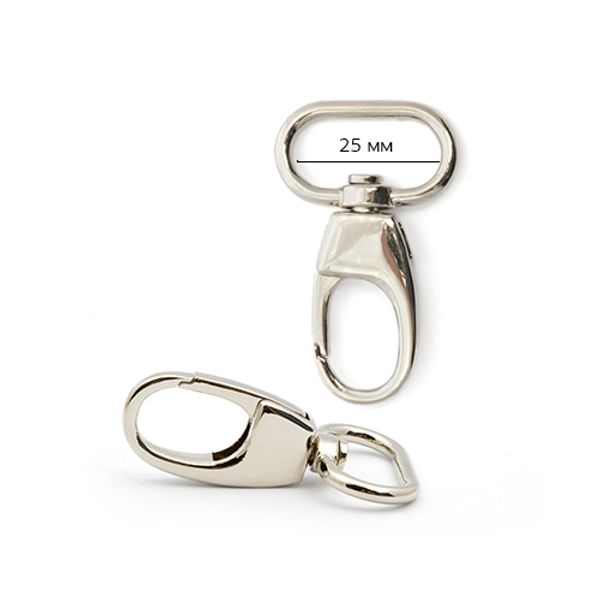 Карабин металл 25.0 мм, цв. никель уп. 10 шт