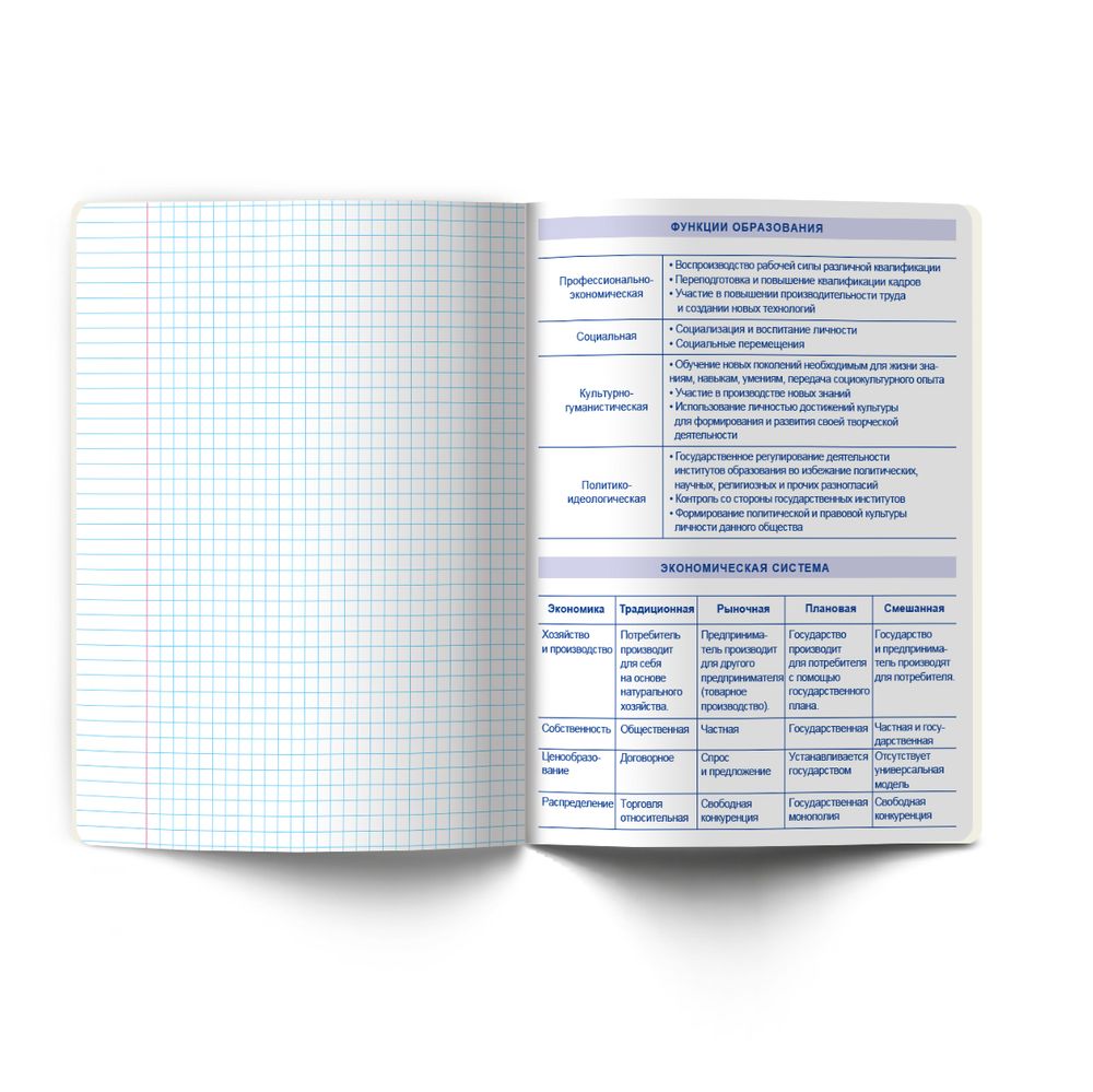 Тетрадь со справ.материал. Яркость по расписанию с запечат. пластик.обл. 320мкм, A5 48 л. на скобе 65 г/м², белизна 100% 10 шт, клетка, 01868 Яркость по расписанию Обществознание, Светоч Т288