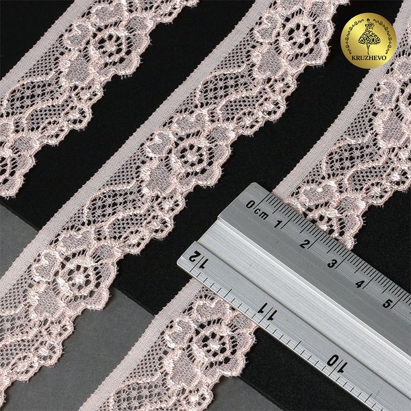 Кружево эластичное (стрейч) 30 мм, L839, цв.S851 св.розовый уп.50м, Kruzhevo