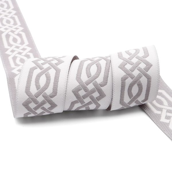 Лента (тесьма) жаккардовая 35.0 мм / 10±0.5 метров, бордюр Кельтский орнамент 35272 V4 серый