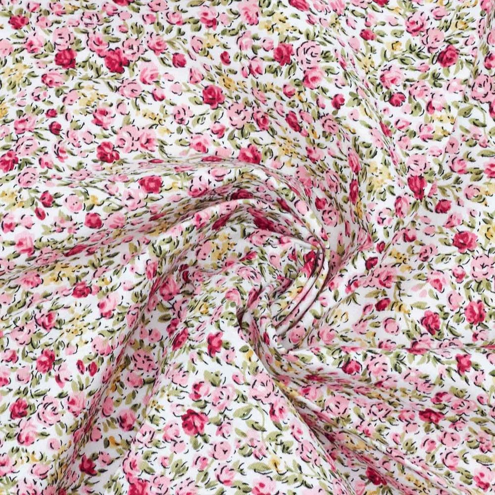 Ткань для рукоделия в наборе с лентой (17*808: х/б 50*50см+1,5м), белый-розовый, 29296