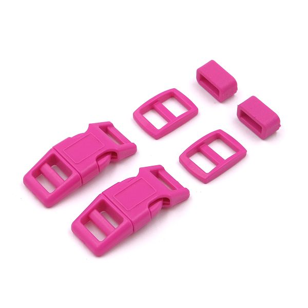 Фастекс (пряжка трезубец), рамка и рамка-регулятор 10мм, пластик, (2 компл.) Hobby&Pro, розовый, A03001037-10