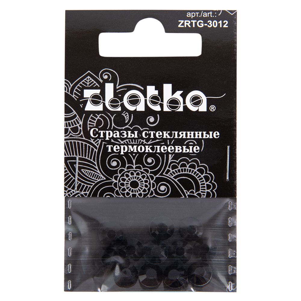 Стразы клеевые стекло 6.5 мм, 5х12 шт, SS30 №03 черный (Jet), Zlatka ZRTG-3012