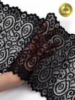 Кружево бельевое эластичное 180 мм / 3 м, TBY.L1351, цв.003 черный, Kruzhevo