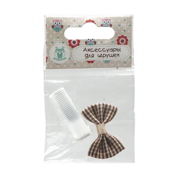 Набор Б-001 мини бантик+заколка 33мм/35мм (коричневый/белый) 29352