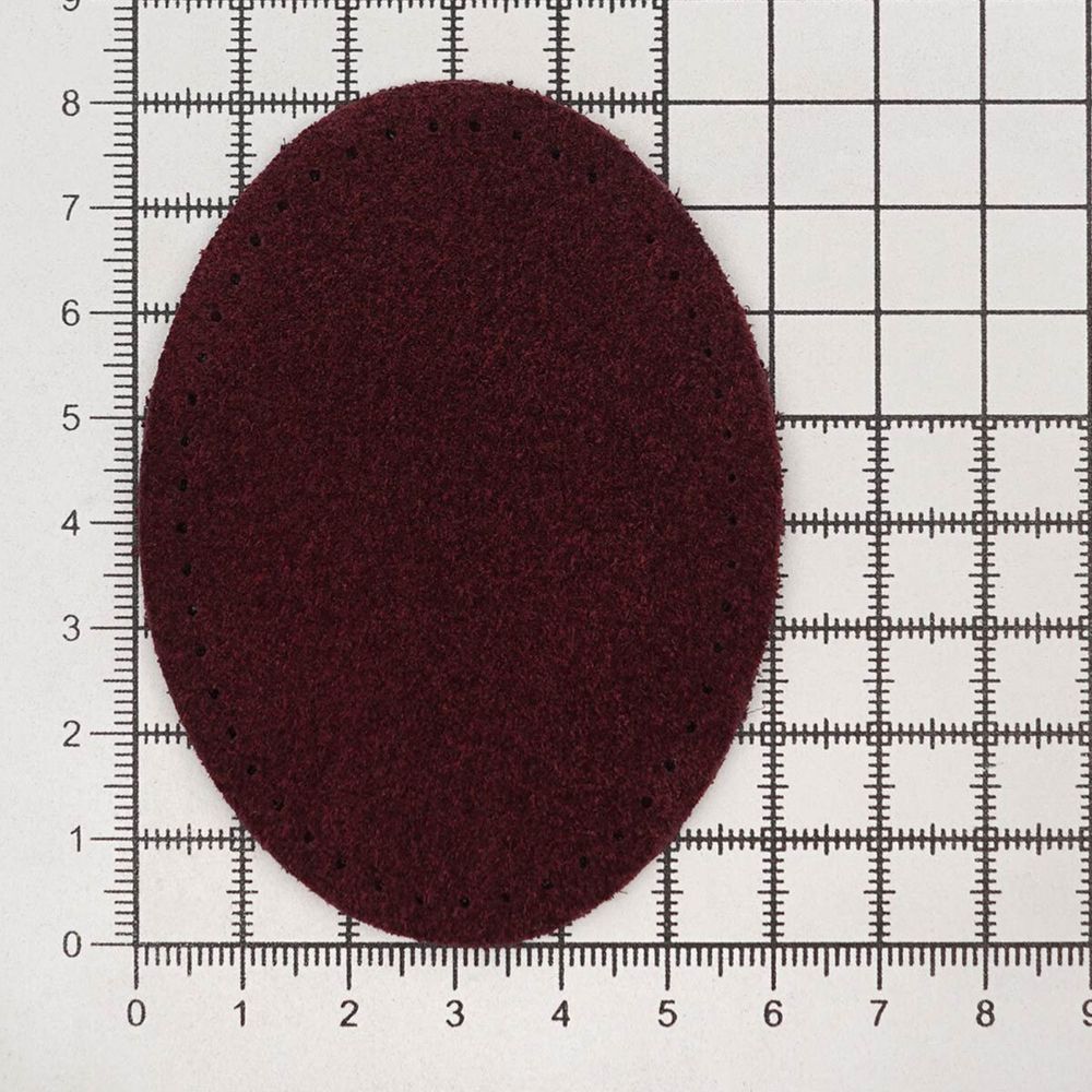 Заплатки пришивные из замши, овал 6х8,2см с перфорацией, 2 шт, 100% кожа, 31 бордовый, 59114