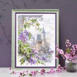 Набор для вышивания нитками Чудесная игла, Нежные клематисы, 20х26 см