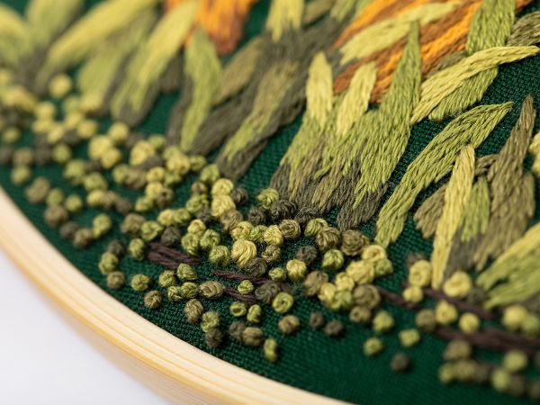 Набор для вышивания нитками Panna, Живая картина Грибы. Лисички, 20.5х20.5 см