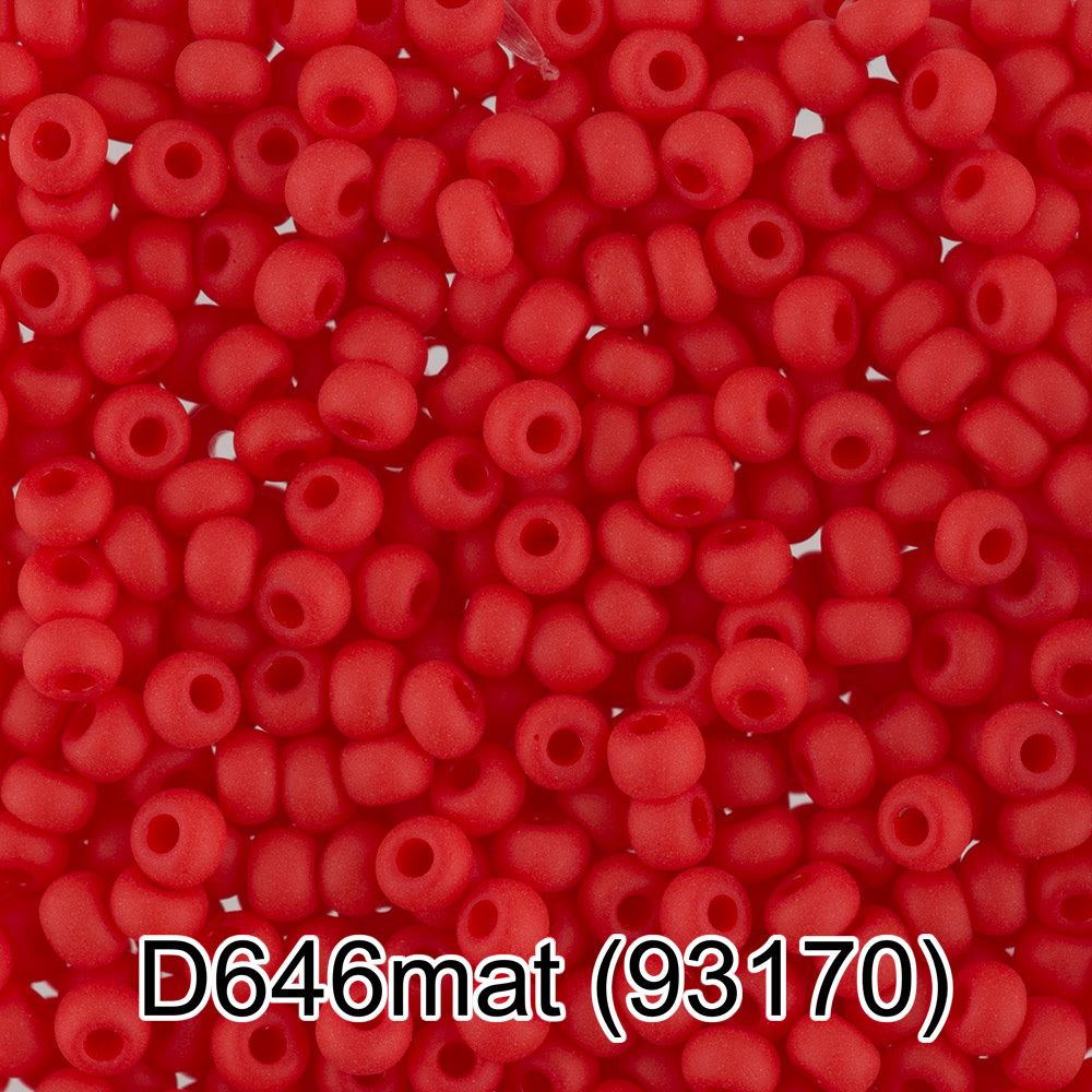 Бисер Gamma 10/0 (2.3 мм), 150 г (10х5 г), 1-й сорт D646mat красный мат, 93170, круглый 4