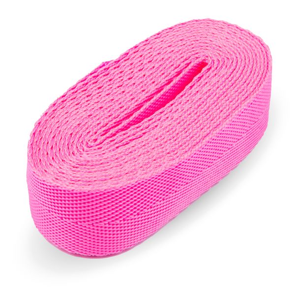 Стропа (ременная лента) 25 мм / 5х2.5 метра, фасовка, яр.розовый, 3816 (3074)