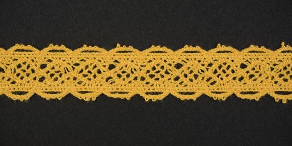 Кружево вязаное (тесьма) 20 мм, цв.желтый, Alfa, 25 метров, AF-145-015