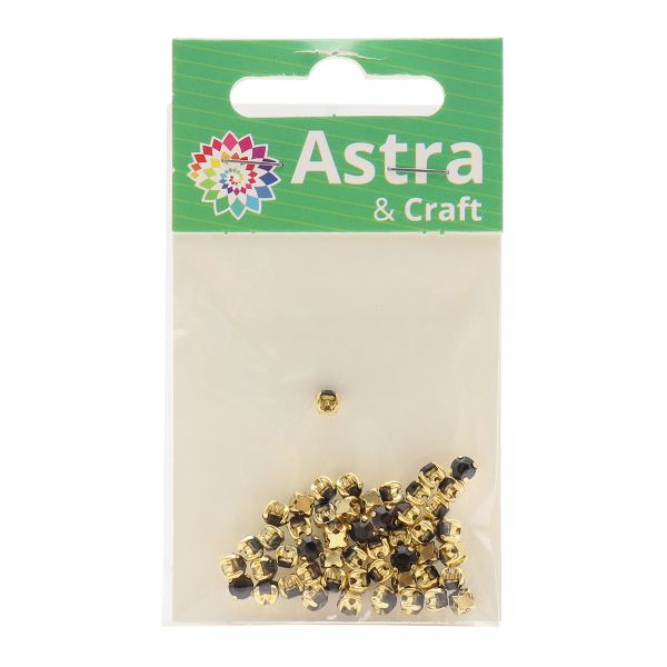 Хрустальные стразы в цапах/золото, 4мм, 50 шт/упак, Astra&Craft (38 черный), 4AR159/166