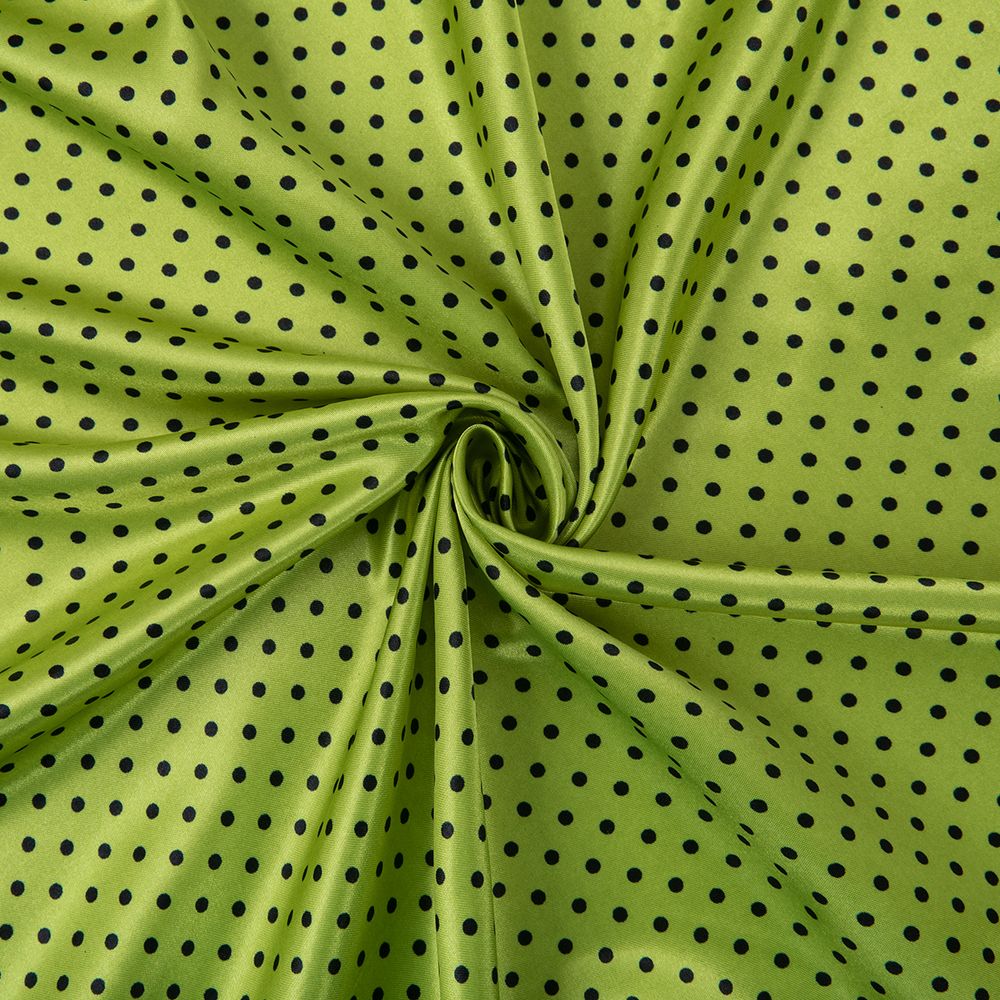 Ткань блузочная Poly satin 75 г/м², 200х145 см, 20 салатовый/ черный, Gamma PSS-002