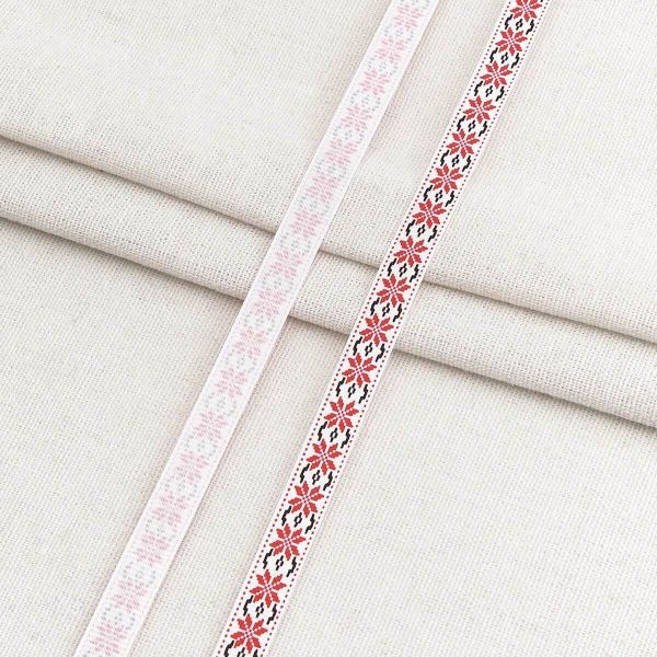 Лента репсовая (в рубчик) с принтом 10.0 мм / 45.72 метра, 1018 Узор