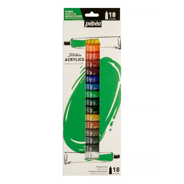 Краска акриловая набор Studio Acrylics 18 цв. 12 мл, Pebeo