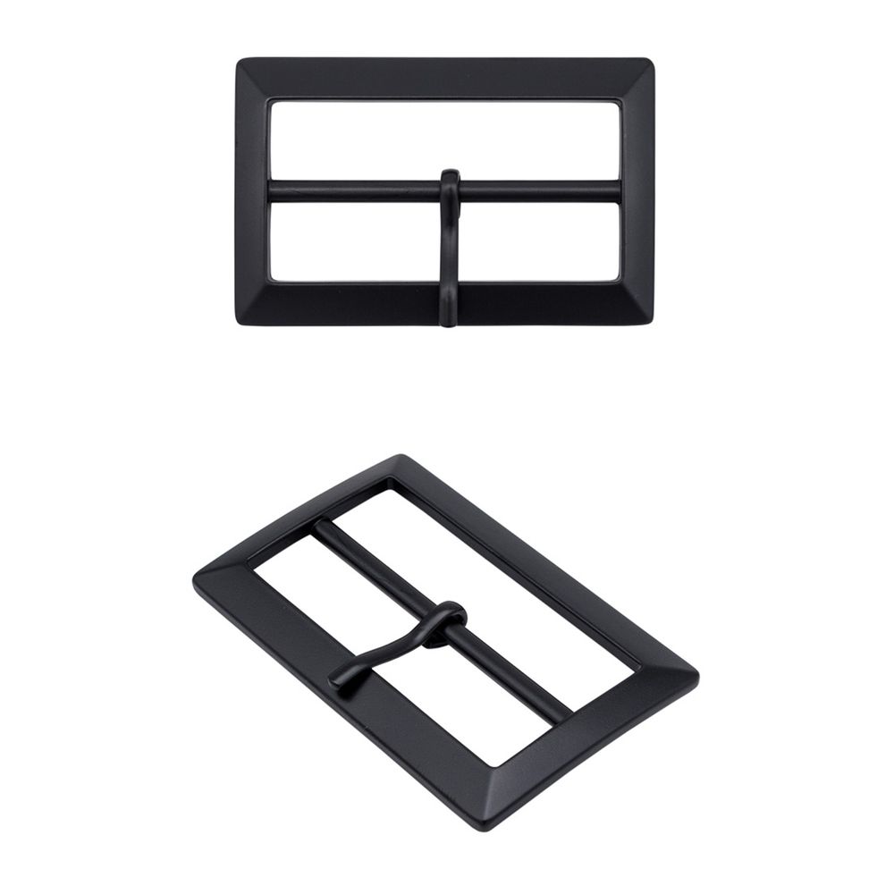 Пряжка ременная металл 50 мм, прямоугольная, матовый черный, MB-155