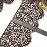 Кружево эластичное (стрейч) 110 мм, 40992PP цв.L30 кофе с молоком+черный уп.25м, Kruzhevo