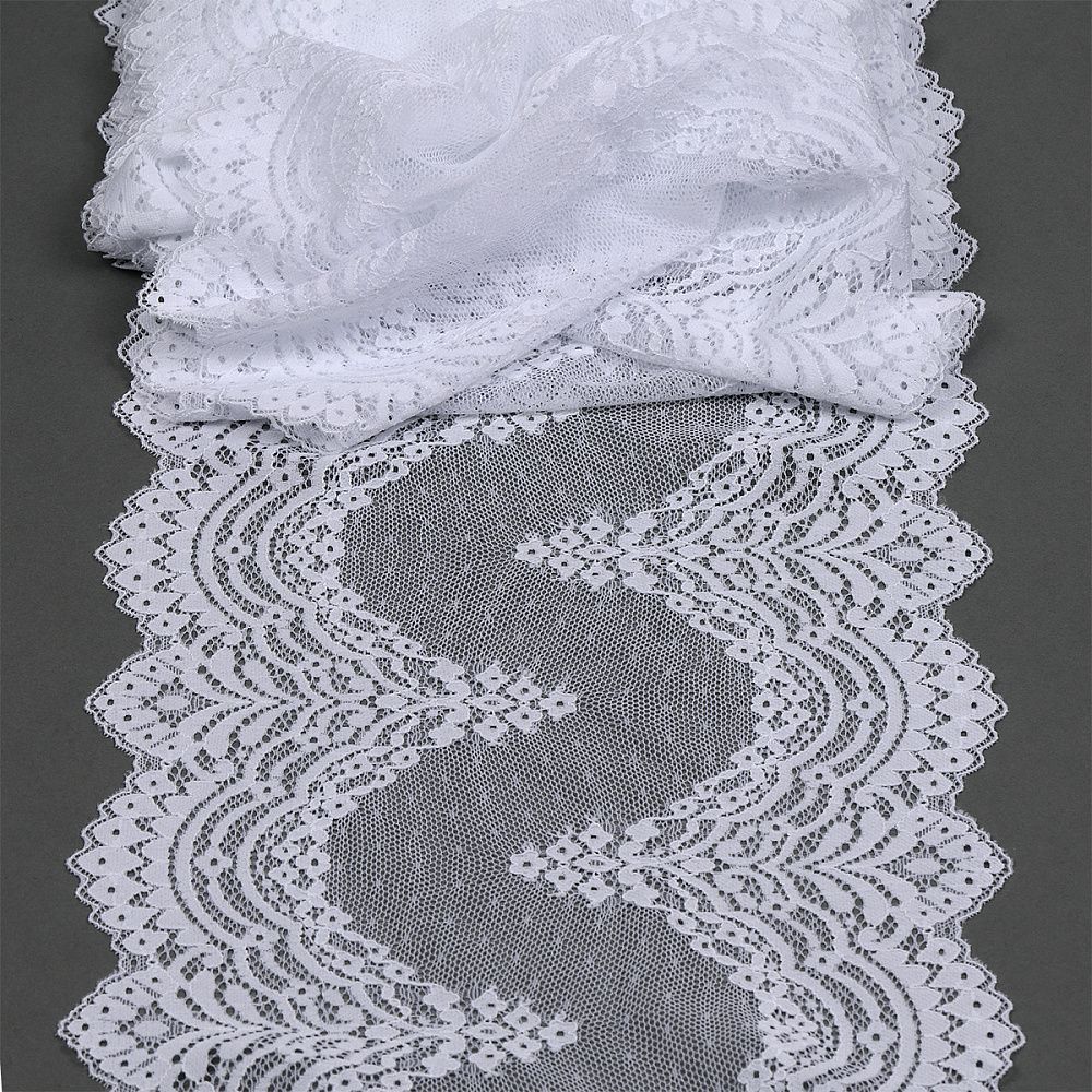 Кружево бельевое эластичное 230 мм / 10 м, 8036, цв.01 белый, Kruzhevo