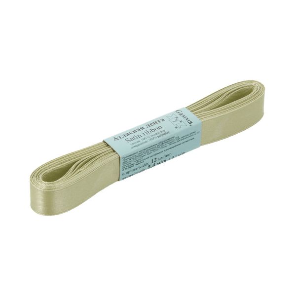 Лента атласная 1-сторонняя 12.0 мм / 10 шт по 5.4 метра, №096 бл.хаки, Gamma AL-12P
