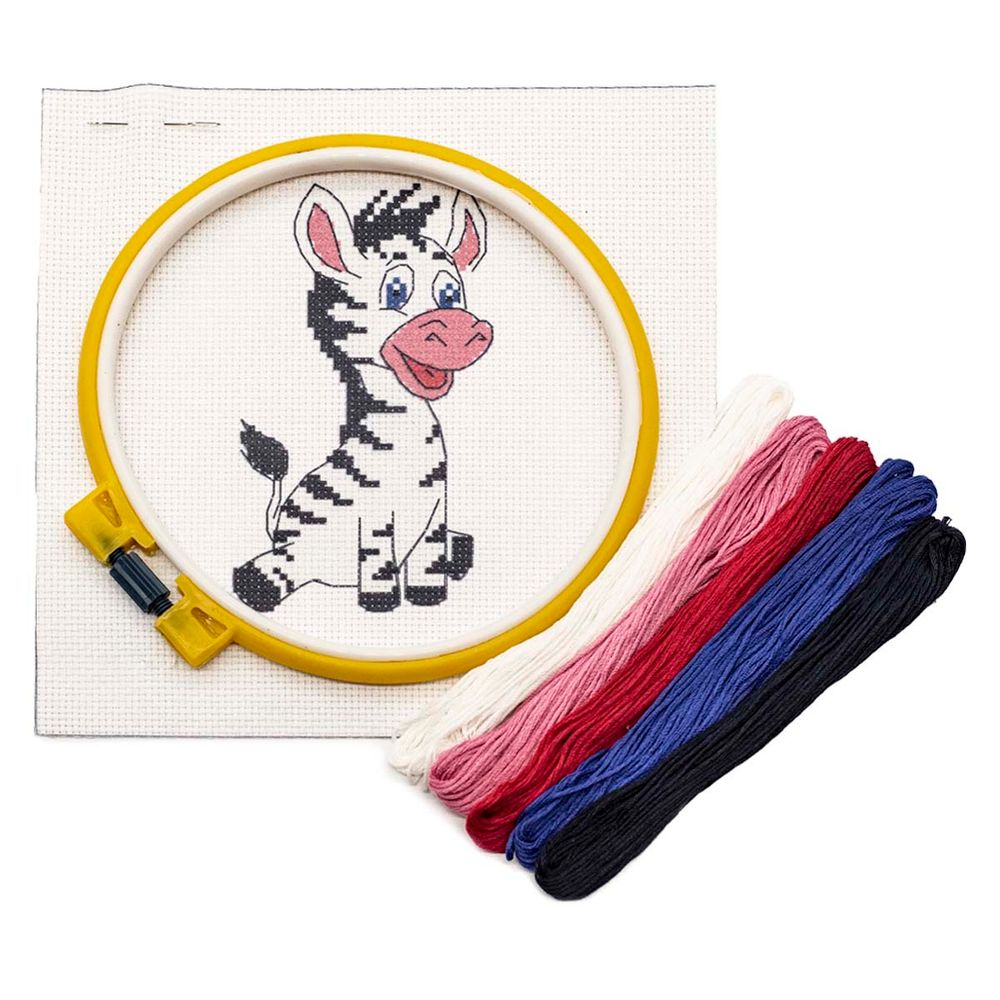 Набор для вышивания нитками Hobby&Pro Kids, Зебренок 19х19см