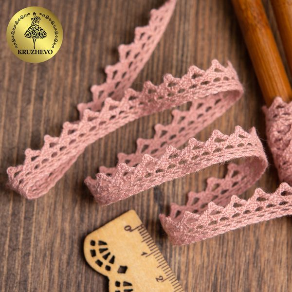 Кружево вязаное (тесьма) 10 мм / 10 метров, 5036.32 цв.32 розовый, Kruzhevo