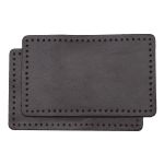 Заплатки пришивные из кожи, прямоугольник 6х9,6см с перфорацией, 2 шт, 100% кожа, 03 темно-коричневый, 9113