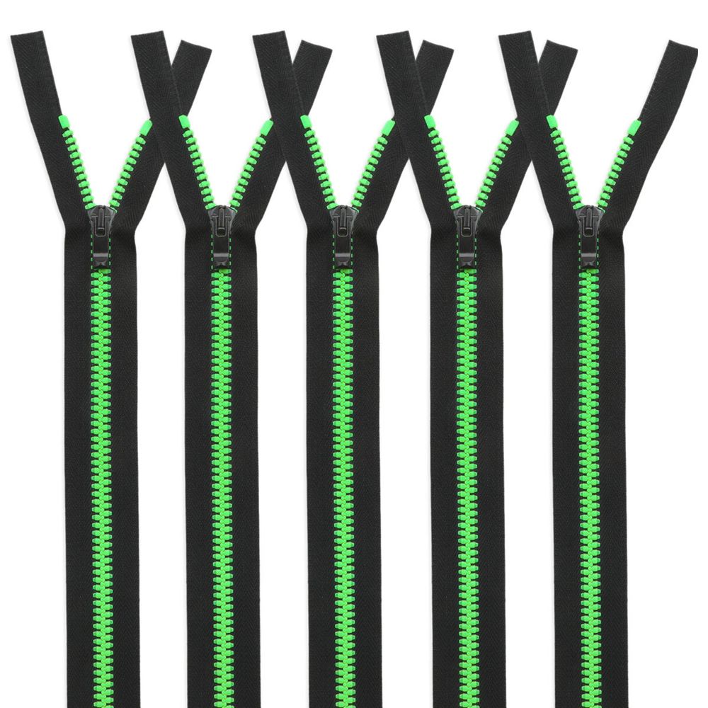 Молния трактор Arta Т5 (5 мм) 1 зам., разъем., 60 см, Neon, разъем., цв. 2076 -F цв. 077 черный / 049 яр.салатовый, уп.5 шт