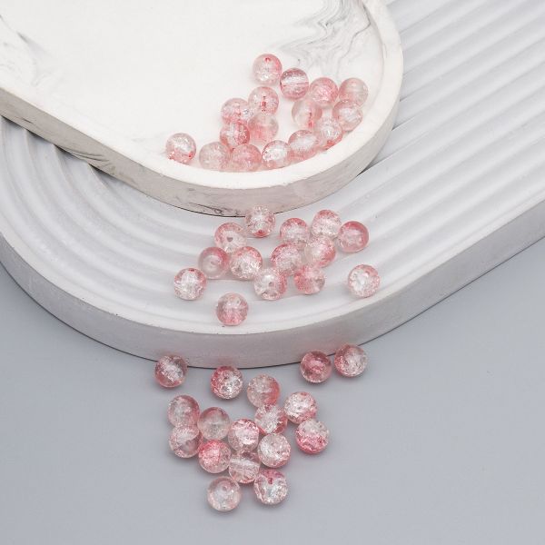 Бусины стекло ⌀8 мм, кракле, 46 шт, Astra&Craft, SY 24 градиент прозрачный/розовый, 1301138