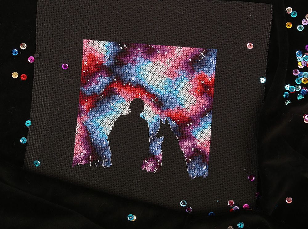 Набор для вышивания нитками Panna, Лучшие Друзья во Вселенной, 14,5х14,5 см