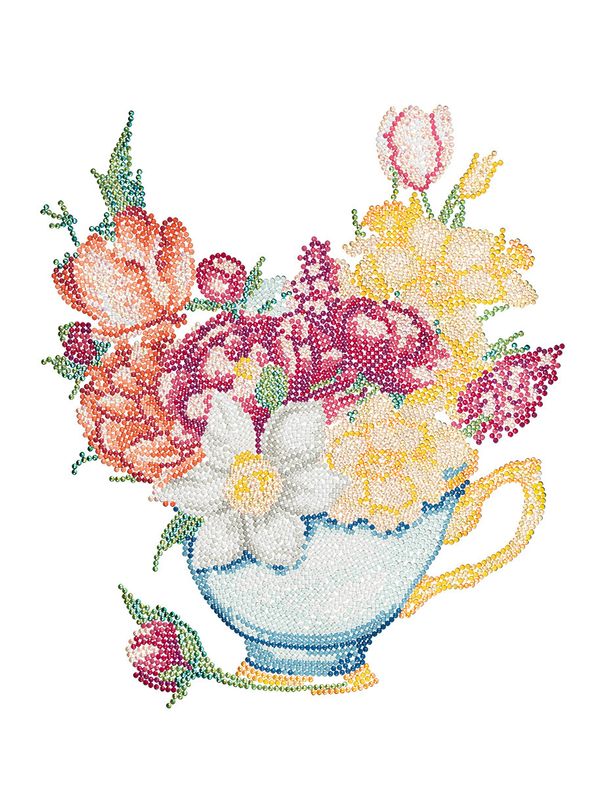 Алмазная (кристальная) мозаика Фрея, на подрамнике Цветочный чай, 30х40 см