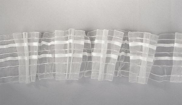 Лента (тесьма) шторная: сборка гусиная лапка (1:3) 100 мм / 50 метров, арт.П-089М цв.прозрачный