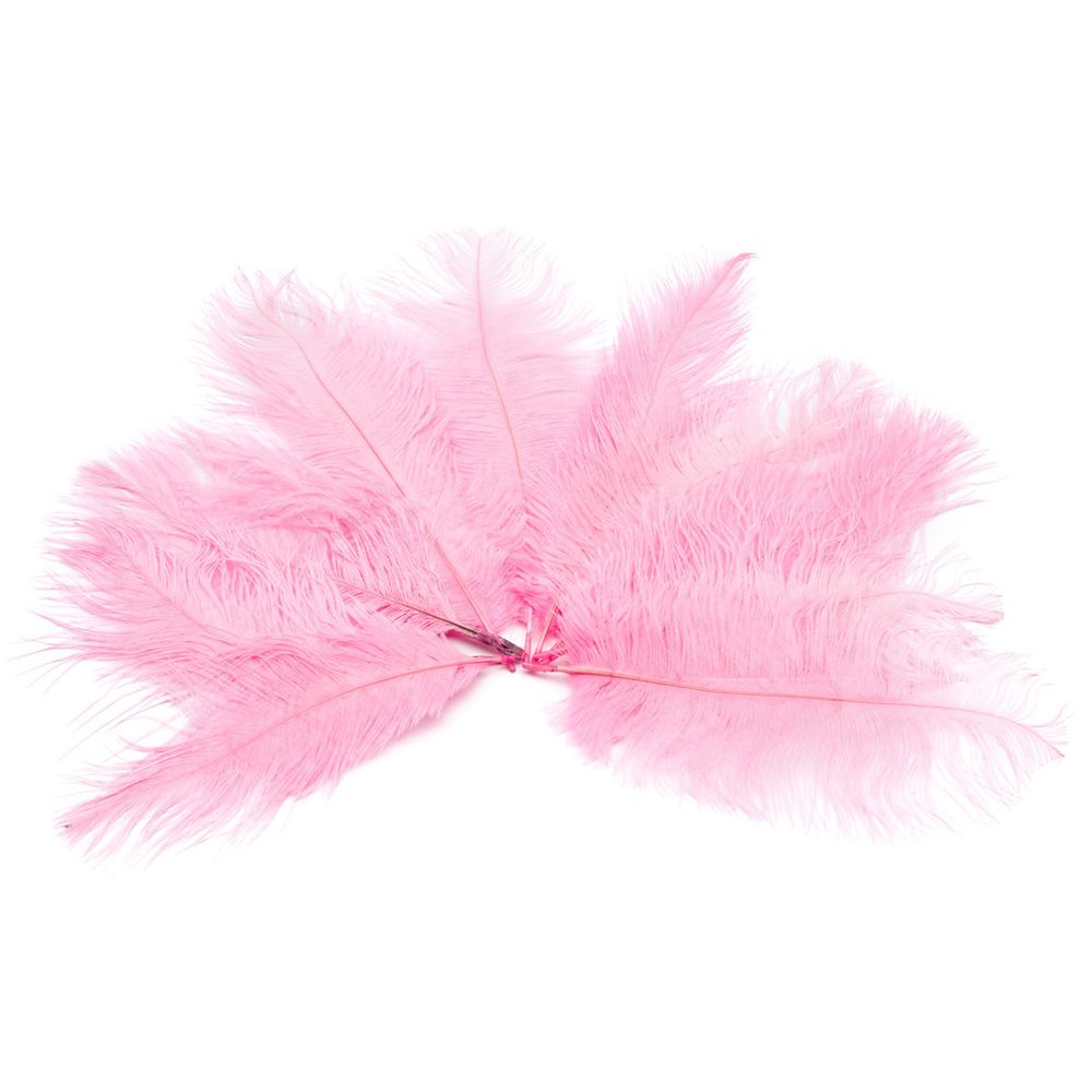 Перья страуса декоративные 20-25см, 10 шт в упак, розовый